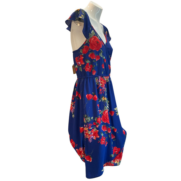 Skies Are Blue Sz S Wrap Dress Ruffle Straps Blue Floral Balletcore Romantic New - Picture 2 of 10